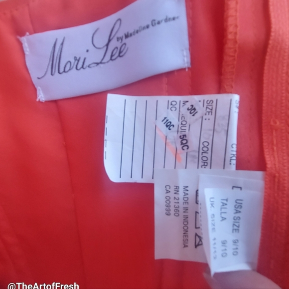 NWT Morilee Off the Shoulder Formal Orange Flounce Midi Formal Prom Dress - Picture 8 of 14